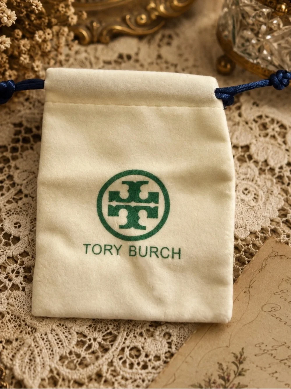 TORY BURCH • Gold Torsade Signature Luggage Tag Nugget Logo Plaque Earrings